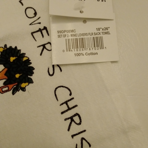 Lot of 2 A Wine Lover's 12 Days of Christmas Dish TOWEL 18" x 26" by David Price - Picture 7 of 13